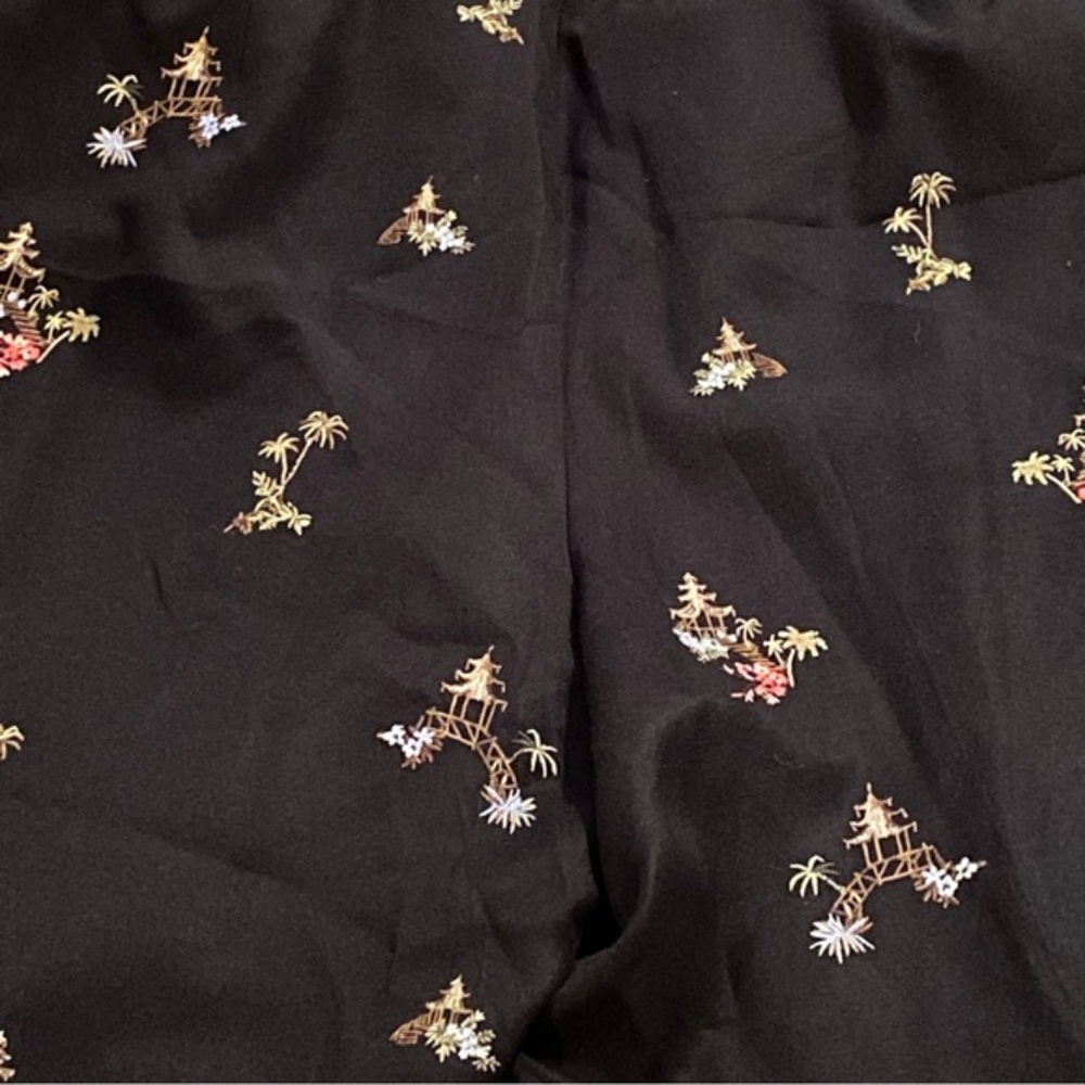 Talbots Black Floral Embroidered Pants - Picture 10 of 11